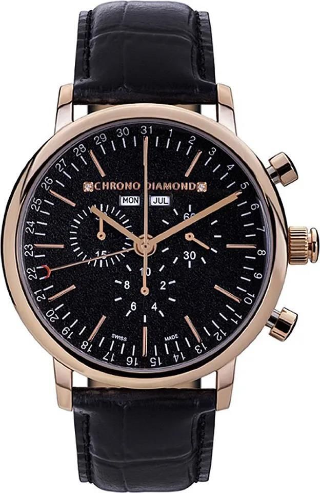 Chrono Diamond Chronograf Argos czarno-różowozłoty Zegarki