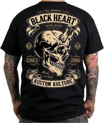 Męska koszulka T-shirt BLACK HEART Devil Skull, Czarny, L
