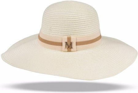 Duży damski kapelusz słomkowy z taśmą i literą M
