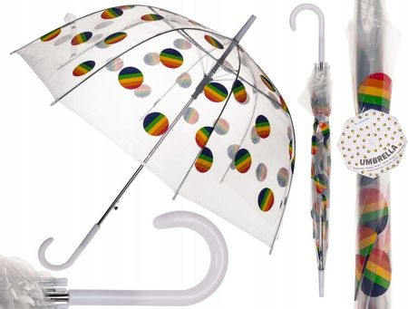 Parasolka kopuła - wzór tęczowe koła