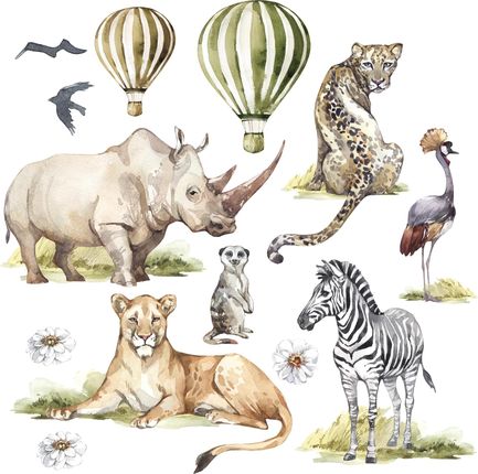 Naklejki na ścianę dla dzieci - dzikie zwierzęta Afryki - MagicalRoom®