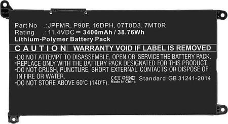 Coreparts Bateria Laptop Battery For Dell (LAPTOPBATTERYFORDELL)