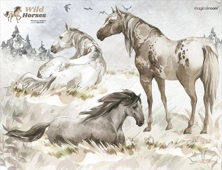 Naklejki ścienne - trzy dzikie konie - MagicalRoom®