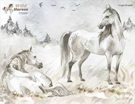 Naklejki na ścianę dla dziewczynki - dzikie konie - MagicalRoom®