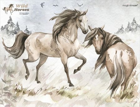 Naklejki na ścianę dla dzieci zwierzęta - konie - MagicalRoom®