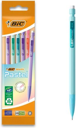 Bic Ołówek Automatyczny Hb Z Gumką Matic Pastel 0.7Mm Pouch 5Szt.