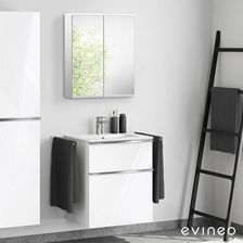 Duravit ME by Starck umywalka z szafką pod umywalkę ineo4 z uchwytem i szafką z lustrem 23366300001+BE0265WH+BEA001MI