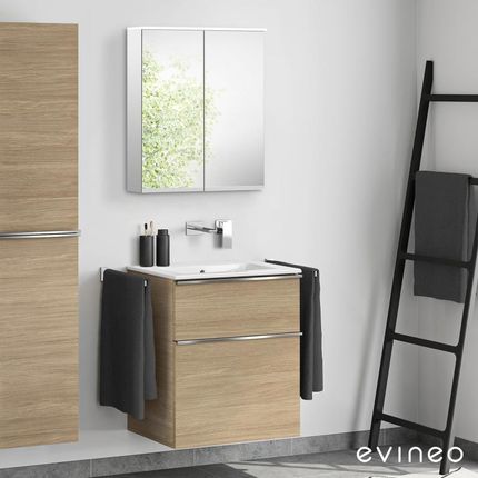 Duravit ME by Starck umywalka z szafką pod umywalkę ineo4 z uchwytem i szafką z lustrem 2336630060+BE0265OA+BEA001MI