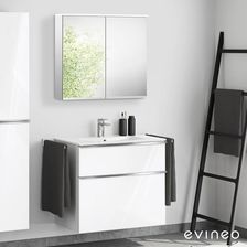 Duravit ME by Starck umywalka z szafką pod umywalkę ineo4 z uchwytem i szafką z lustrem 23368300001+BE0266WH+BEA002MI