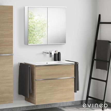 Duravit ME by Starck umywalka z szafką pod umywalkę ineo4 z uchwytem i szafką z lustrem 2336830060+BE0266OA+BEA002MI