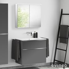 Duravit ME by Starck umywalka z szafką pod umywalkę ineo4 z uchwytem i szafką z lustrem 23368332601+BE0266AN+BEA002MI
