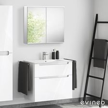 Duravit ME by Starck umywalka z szafką ineo5 z uchwytem wpuszczanym i szafką z lustrem 2336830000+BE0366WH+BEA002MI