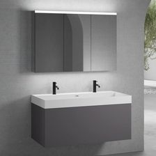 Neoro n50 szafka szer. 120 cm 1 szuflada podwójna umywalka 2 otwory na baterię biały mat szafka z lustrem BN0141WM+BN0434GR+BN0475MI
