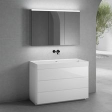 Neoro n50 szafka szer. 120 cm z 3 szufladami umywalka bez otworu na baterię biały mat z szafką z lustrem BN0136WM+BN0454WH+BN0475MI