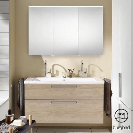 Burgbad Eqio zestaw mebli łazienkowych 4 umywalka z szafką pod umywalkę i szafka z lustrem SFAO123LF3180C0001P95