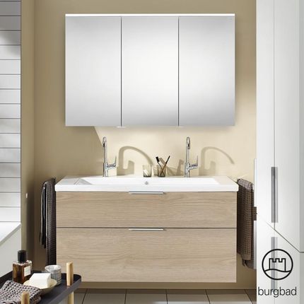 Burgbad Eqio zestaw mebli łazienkowych 4 umywalka z szafką pod umywalkę i szafka z lustrem SFAO123LF3180C0001G0146
