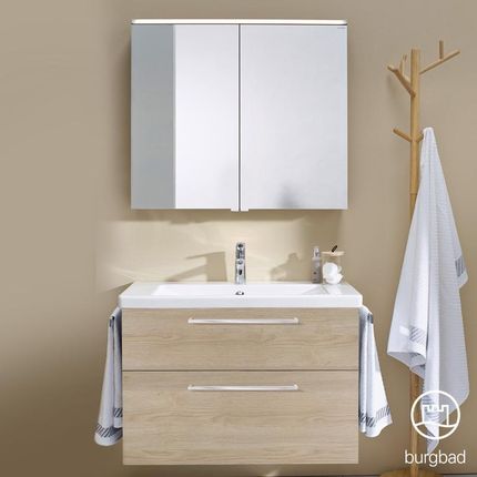 Burgbad Eqio zestaw mebli łazienkowych 1 umywalka z szafką pod umywalkę i szafka z lustrem SFAN093F3180C0001P95