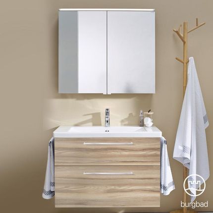 Burgbad Eqio zestaw mebli łazienkowych 1 umywalka z szafką pod umywalkę i szafka z lustrem SFAN093F3437C0001P95