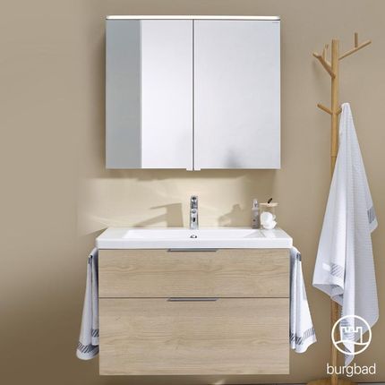 Burgbad Eqio zestaw mebli łazienkowych 1 umywalka z szafką pod umywalkę i szafka z lustrem SFAN093F3180C0001G0146