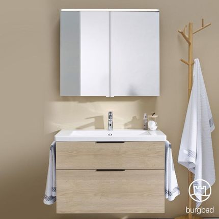 Burgbad Eqio zestaw mebli łazienkowych 1 umywalka z szafką pod umywalkę i szafka z lustrem SFAN093F3180C0001G0200