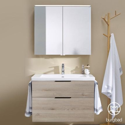 Burgbad Eqio zestaw mebli łazienkowych 1 umywalka z szafką pod umywalkę i szafka z lustrem SFAN093F2632C0001G0200