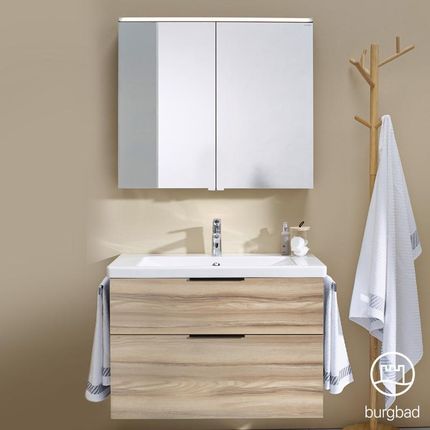 Burgbad Eqio zestaw mebli łazienkowych 1 umywalka z szafką pod umywalkę i szafka z lustrem SFAN093F3437C0001G0200