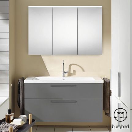 Burgbad Eqio zestaw mebli łazienkowych 3 umywalka z szafką pod umywalkę i szafka z lustrem SFAN123LF2010C0001P95