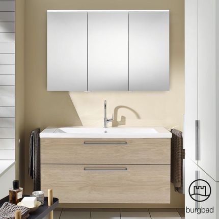 Burgbad Eqio zestaw mebli łazienkowych 3 umywalka z szafką pod umywalkę i szafka z lustrem SFAN123LF3180C0001P95