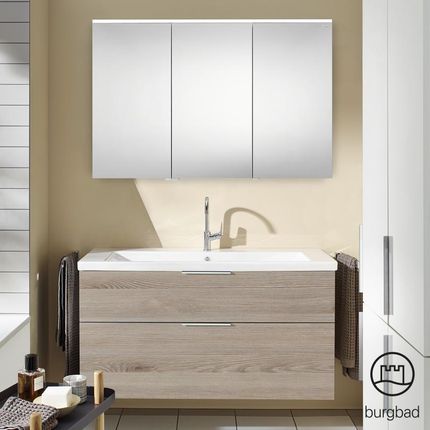 Burgbad Eqio zestaw mebli łazienkowych 3 umywalka z szafką pod umywalkę i szafka z lustrem SFAN123LF2632C0001G0146