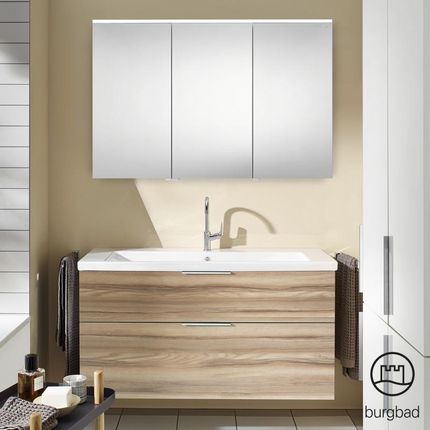 Burgbad Eqio zestaw mebli łazienkowych 3 umywalka z szafką pod umywalkę i szafka z lustrem SFAN123LF3437C0001G0146