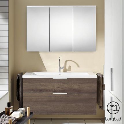 Burgbad Eqio zestaw mebli łazienkowych 3 umywalka z szafką pod umywalkę i szafka z lustrem SFAN123LF2012C0001G0146