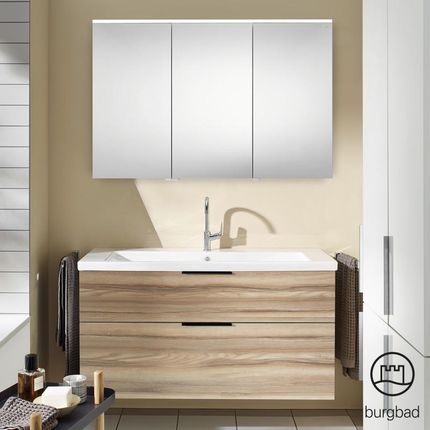 Burgbad Eqio zestaw mebli łazienkowych 3 umywalka z szafką pod umywalkę i szafka z lustrem SFAN123LF3437C0001G0200