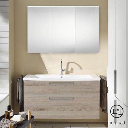 Burgbad Eqio zestaw mebli łazienkowych 3 umywalka z szafką pod umywalkę i szafka z lustrem SFAN123RF2632C0001P95