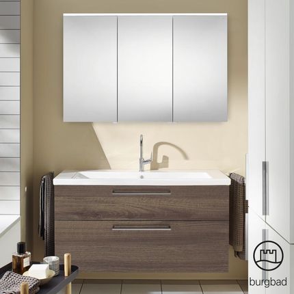 Burgbad Eqio zestaw mebli łazienkowych 3 umywalka z szafką pod umywalkę i szafka z lustrem SFAN123RF2012C0001P95