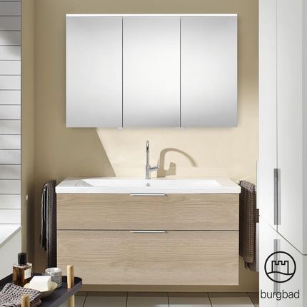 Burgbad Eqio zestaw mebli łazienkowych 3 umywalka z szafką pod umywalkę i szafka z lustrem SFAN123RF3180C0001G0146