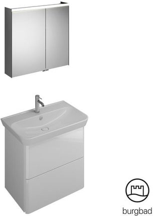 Burgbad Iveo umywalka z szafką pod umywalkę i szafką z lustrem SFHJ080LF2833C0001
