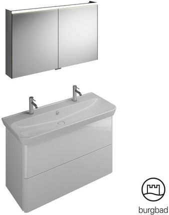 Burgbad Iveo umywalka z szafką pod umywalkę i szafką z lustrem SFHK120F2833C0001