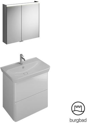 Burgbad Iveo umywalka z szafką pod umywalkę i szafką z lustrem SFHJ080RF2833C0001