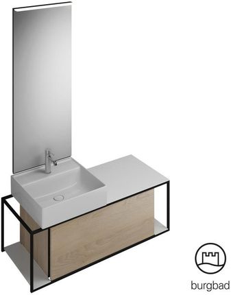 Burgbad Junit zestaw mebli łazienkowych umywalka ceramiczna z szafką pod umywalkę i z lustrem SFLF120LF3150C0001G0175