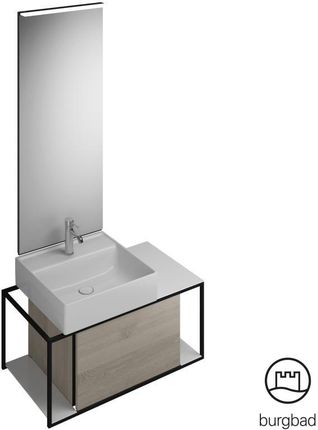 Burgbad Junit zestaw mebli łazienkowych umywalka ceramiczna z szafką pod umywalkę i z lustrem SFLF090LF3151C0001G0175