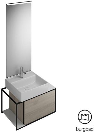 Burgbad Junit zestaw mebli łazienkowych umywalka ceramiczna z szafką pod umywalkę i z lustrem SFLF076LF3151C0001G0175