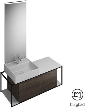 Burgbad Junit zestaw mebli łazienkowych umywalka ceramiczna z szafką pod umywalkę i z lustrem SFLF120LF3152C0001G0175
