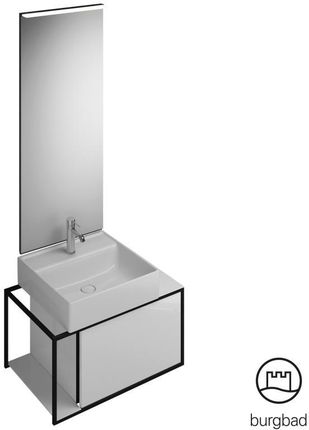 Burgbad Junit zestaw mebli łazienkowych umywalka ceramiczna z szafką pod umywalkę i z lustrem SFLF076LF3148C0001G0175