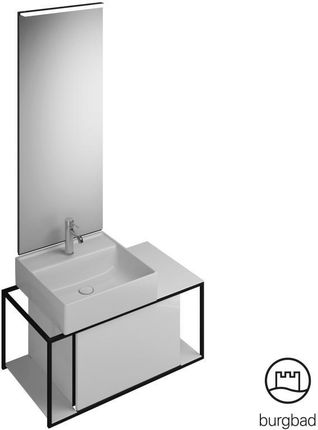 Burgbad Junit zestaw mebli łazienkowych umywalka ceramiczna z szafką pod umywalkę i z lustrem SFLF090LF3148C0001G0175