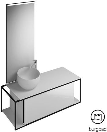 Burgbad Junit zestaw mebli łazienkowych umywalka odlew mineralny z szafką pod umywalkę i lustrem SFLG120LF3148C0039G0175