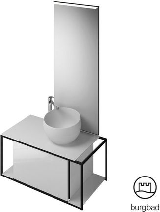 Burgbad Junit zestaw mebli łazienkowych umywalka odlew mineralny z szafką pod umywalkę i lustrem SFLG090RF3148C0039G0175