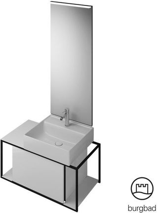 Burgbad Junit zestaw mebli łazienkowych umywalka ceramiczna z szafką pod umywalkę i z lustrem SFLF090RF3148C0001G0175