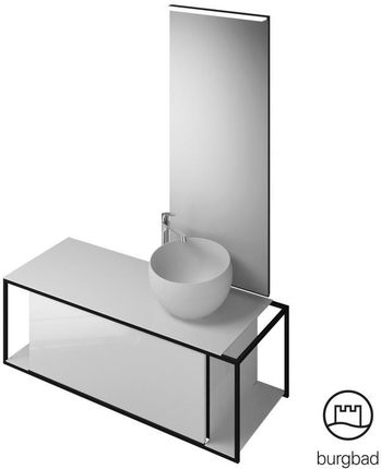 Burgbad Junit zestaw mebli łazienkowych umywalka odlew mineralny z szafką pod umywalkę i lustrem SFLG120RF3148C0039G0175