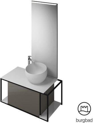 Burgbad Junit zestaw mebli łazienkowych umywalka odlew mineralny z szafką pod umywalkę i lustrem SFLG090RF3149C0039G0175