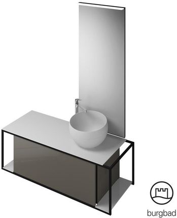Burgbad Junit zestaw mebli łazienkowych umywalka odlew mineralny z szafką pod umywalkę i lustrem SFLG120RF3149C0039G0175